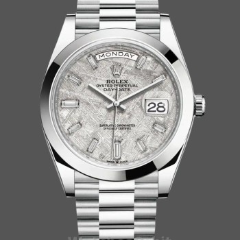 Replica Rolex Day-Date 40mm Platinum Meteorite Baguette 228206 0036 Herrenuhr