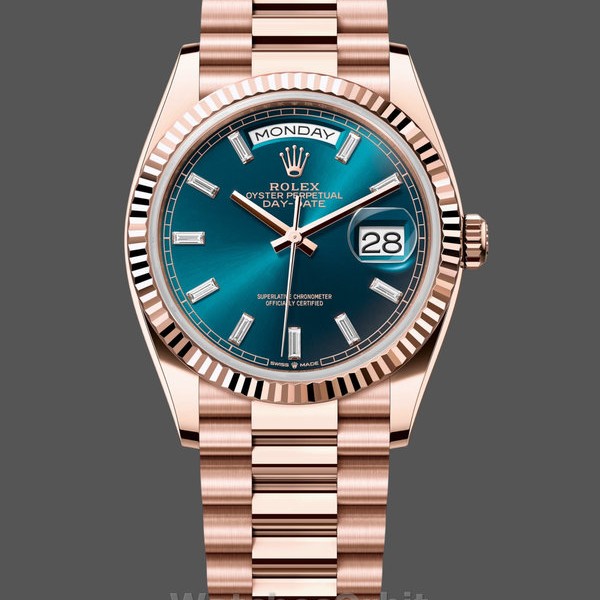 Replica Rolex Day Date Oyster 36 mm Everose Gold Blue Green Dial M128235 0085 Schweizer Handwerkskunst