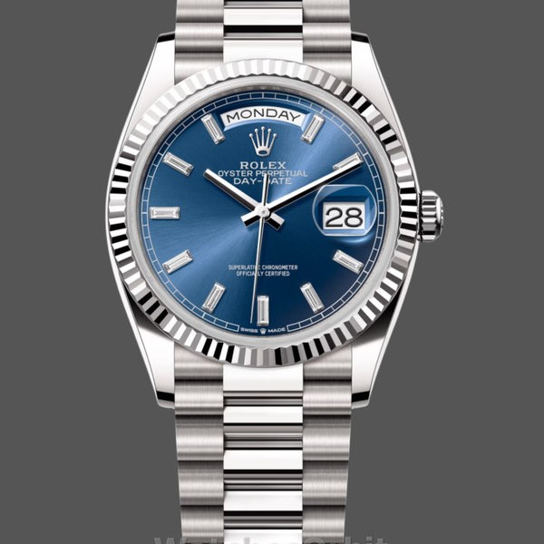 Replica Rolex Day Date White Gold 36 Blue Diamond Dial m128239 0069 Klassisches Design