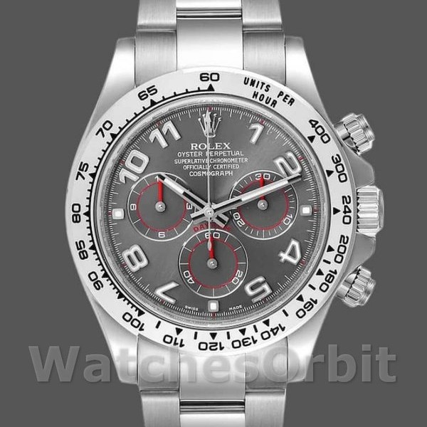 Replica Rolex Cosmograph Daytona 116509 Gray Arabic Dial White Gold 40MM Herren Replica Uhr Robuste Qualität