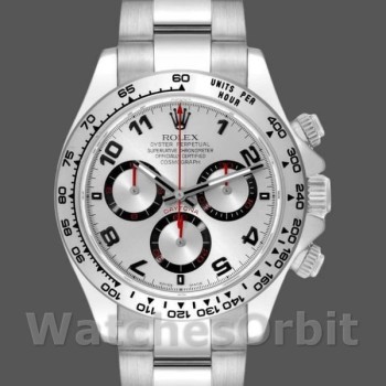 Replica Rolex Cosmograph Daytona 116509 Silver Arabic Dial White Gold 40MM Herren Replica Uhr