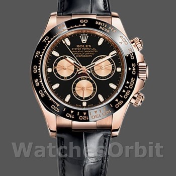 Replica Rolex Cosmograph Daytona 116515 Lederarmband Schwarzes Zifferblatt 40mm Herren Replica Uhr