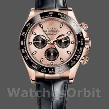 Replica Rolex Cosmograph Daytona 116515LN Lederarmband Schwarz Pinkes Zifferblatt 40mm Herren Replica Uhr