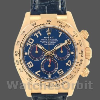 Replica Rolex Cosmograph Daytona 116518 Lederarmband Blaues Zifferblatt 40mm Herren Replica Uhr