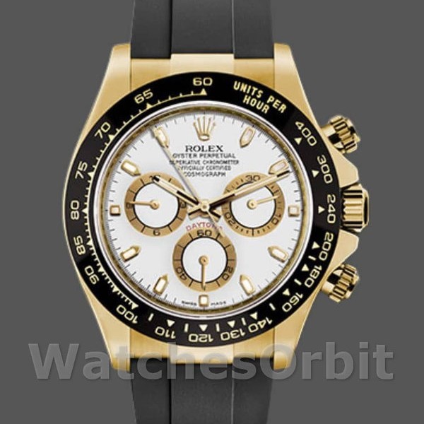 Replica Rolex Cosmograph Daytona 116518LN White Dial Black Rubber Strap 40mm Herren Replica Uhr, Exakte Nachbildung, Moderne Ästhetik