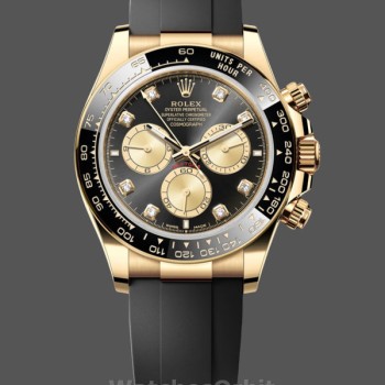 Replica Rolex Cosmograph Daytona 40 Gelbgold Schwarz Gummi m126518ln 0006