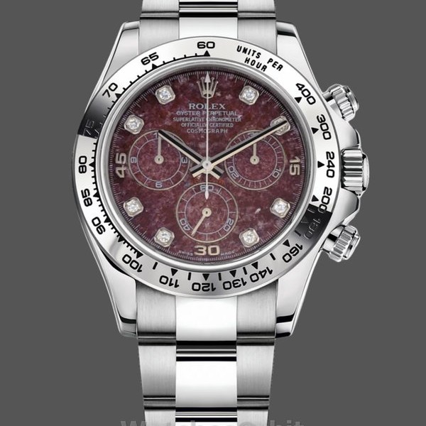 Replica Rolex Cosmograph Daytona 40MM White Gold Rare Rubellite Dial 116509 Herrenuhr Sportliches Design