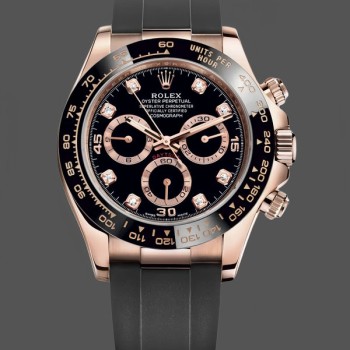 Replica Rolex Cosmograph Daytona Rose Gold Case Black Dial 116515ln 0057