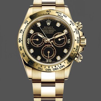Replica Rolex Daytona 116508 Gelbgold Schwarz Diamant Zifferblatt 40MM Herren Replica Uhr
