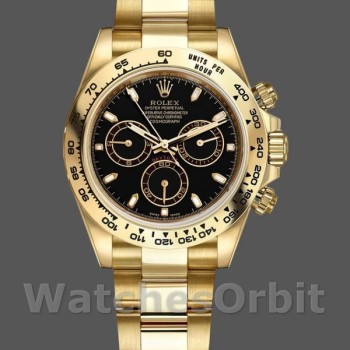 Replica Rolex Daytona 116508 Gelbgold Schwarzes Index-Zifferblatt 40MM Herren Replica Uhr