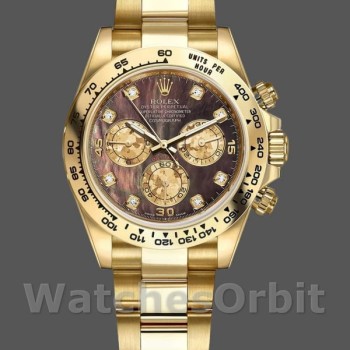 Replica Rolex Daytona 116508 Gelbgold Schwarzes Perlmutt-Zifferblatt 40MM Herren Replica Uhr
