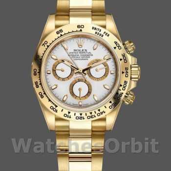 Replica Rolex Daytona 116508 Gelbgold Weißes Index-Zifferblatt 40MM Herren Replica Uhr