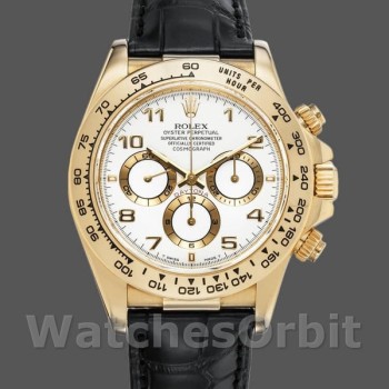 Replica Rolex Daytona 116518 Black Leather Strap White Dial 40mm Herren Replica Uhr