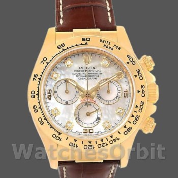 Replica Rolex Daytona 116518 MOP Diamond Dial Brown Leather strap 40mm Herren Replica Uhr