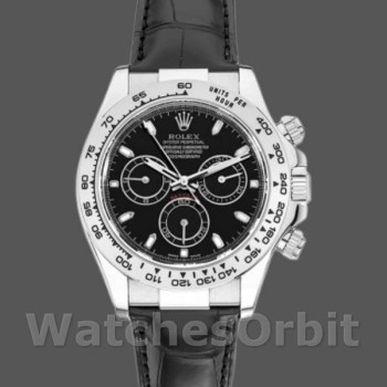 Replica Rolex Daytona 116519 Black Leather strap Black Dial 40mm Herren Replica Uhr