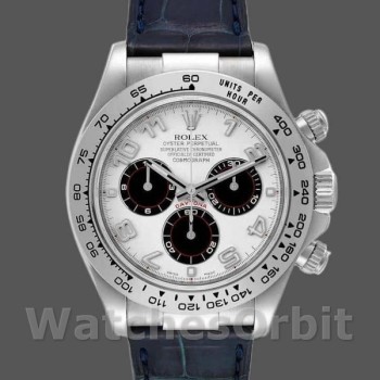 Replica Rolex Daytona 116519 Panda Dial Blue Leather Strap 40mm Herren Replica Uhr