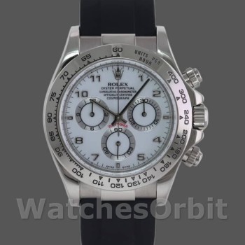 Replica Rolex Daytona 116519 weißes arabisches Zifferblatt Schwarzes Gummiband 40mm Herren Replica Uhr