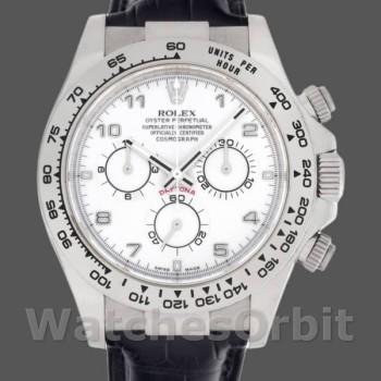 Replica Rolex Daytona 116519 White Dial Black Leather strap 40mm Herren Replica Uhr