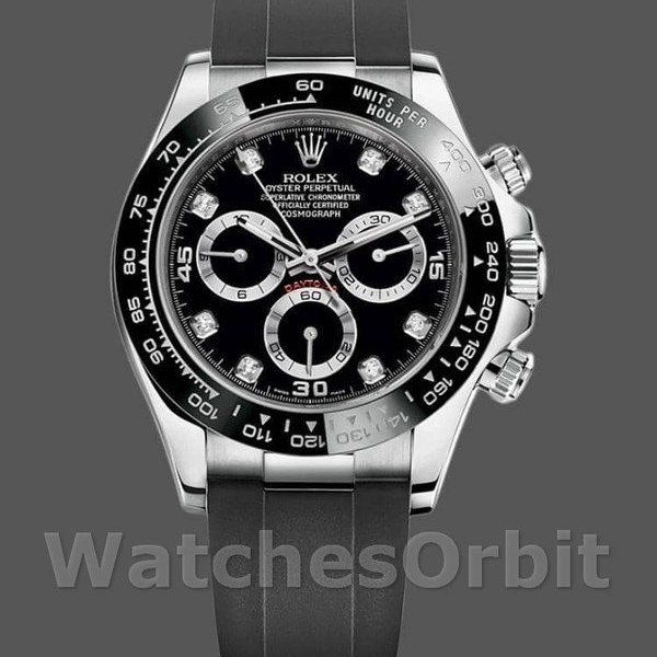 Replica Rolex Daytona 116519 White Gold Automatic Black Dial Diamonds 40mm Herren Replica Uhr, Exakte Nachbildung, Schweizer Handwerkskunst