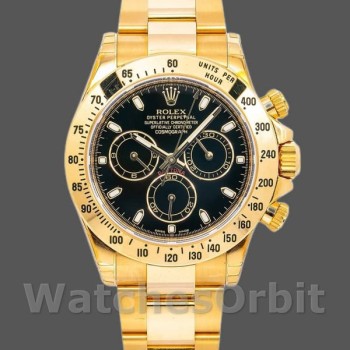 Replica Rolex Daytona 116528 Black Dial Yellow Gold 40mm Herren Replica Uhr