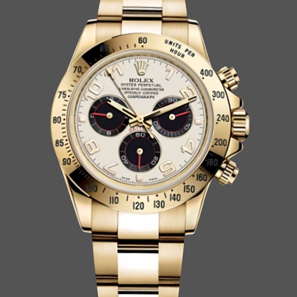Replica Rolex Daytona 116528 Weißes Arabisches Zifferblatt Gelbgold 40mm Herren Replica Uhr, Replica Uhr, Exklusive Verarbeitung