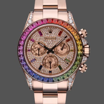 Replica Rolex Daytona 116595RBOW 'Rainbow' Rose Gold Pave Diamond Dial Sapphir