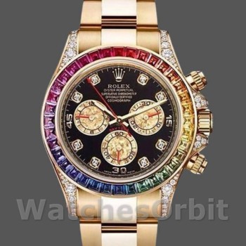 Replica Rolex Daytona 116598 Gelbgold Schwarzes Diamant-Zifferblatt 40MM Herren Replica Uhr