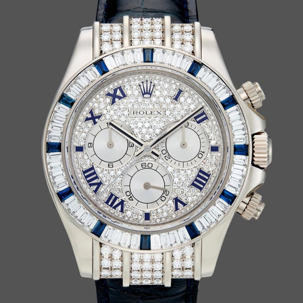 Replica Rolex Daytona 116599 Pave Diamond Dial Blue Leather Strap 40mm Herren Replica Uhr, Imitat, Alltagsfreundlich