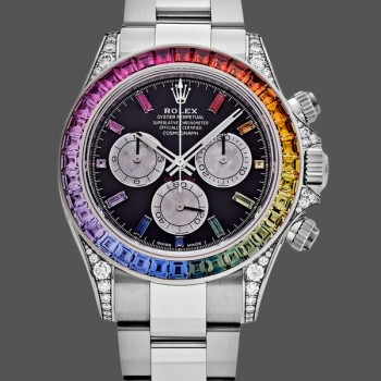 Replica Rolex Daytona 116599RBOW Rainbow White Gold Black Dial Sapphire Bezel