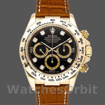 Replica Rolex Daytona 16518 Black Diamond Dial Lederarmband 40mm Herren Replica Uhr