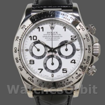 Replica Rolex Daytona 16519 White Dial Black Leather strap 40mm Herren Replica Uhr
