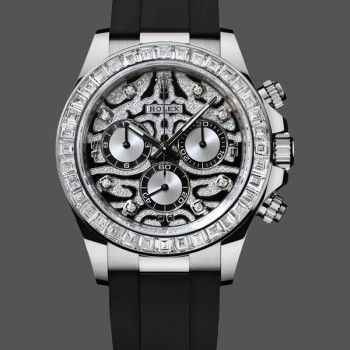 Replica Rolex Daytona 40mm Eye of the Tiger Weißgold Diamant Zifferblatt Oysterflex 116589TBR