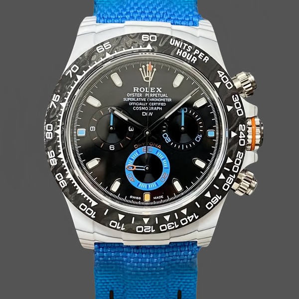 Replica Rolex Daytona Cosmograph Carbon Fiber Luminescent Coating 40mm Nylon Strap Herrenuhr Luxuriöse Optik