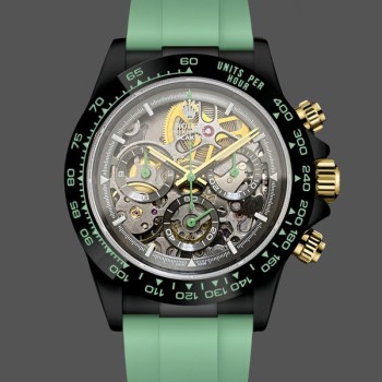 Replica Rolex Daytona PVD Ceramic Bezel GET Best Edition Green Rubber Strap