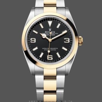 Replica Rolex Explorer 36 Black Dial Yellow Gold M124273 0001 Damen Uhr