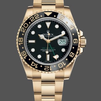 Replica Rolex GMT Master II 40mm Black Dial 116718LN 18k Yellow Gold Herrenuhr