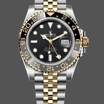 Replica Rolex GMT Master II Black Dial Steel 18kt Yellow Gold 126713GRNR 0001 Herrenuhr