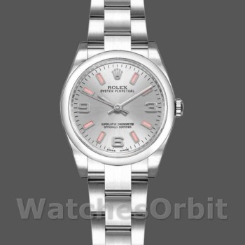 Replica Rolex Oyster Perpetual 176200 Silver Dial Pink Luminous Markers 26MM Lady Replica Uhr