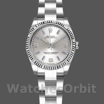 Replica Rolex Oyster Perpetual 176234 Silver Dial Blue Baton 26MM Lady Replica Uhr
