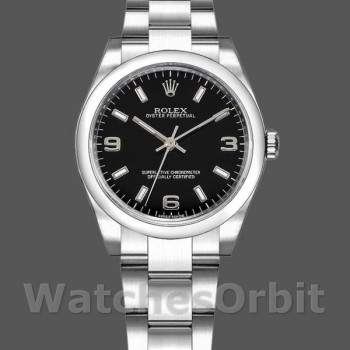 Replica Rolex Oyster Perpetual 177200 Black Arabic Dial Domed Bezel 31mm Lady Replica Uhr