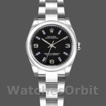 Replica Rolex Oyster Perpetual 177200 Black Dial Blue Baton 31mm Lady Replica Uhr
