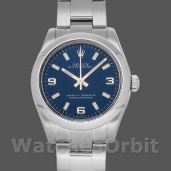 Replica Rolex Oyster Perpetual 177200 Blue Arabic Dial Domed Bezel 31mm Lady Replica Uhr