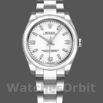 Replica Rolex Oyster Perpetual 177200 White Arabic Dial Oyster Bracelet 31mm Lady Replica Uhr