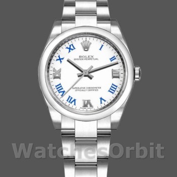 Replica Rolex Oyster Perpetual 177200 White Dial Blue Roman Oyster Bracelet 31mm Lady Replica Uhr