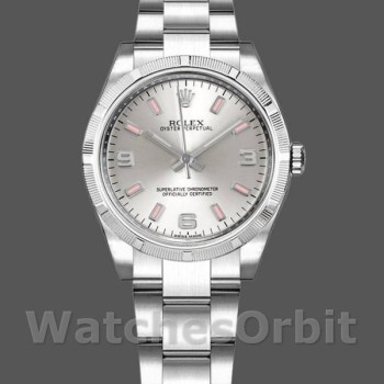 Replica Rolex Oyster Perpetual 177210 Silver Dial Pink Hour Markers 31mm Lady Replica Uhr