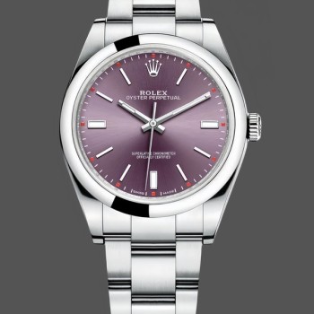Replica Rolex Oyster Perpetual 39 Red Grape Dial Steel 114300 0002 Herrenuhr