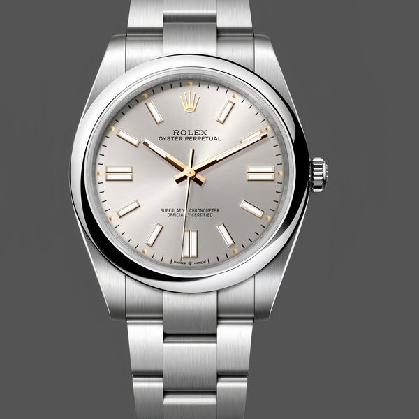 Replica Rolex Oyster Perpetual 41mm Smooth Bezel Oyster Bracelet Silver Dial 124300 0001 Stilvolles Accessoire