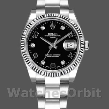 Replica Rolex Oyster Perpetual Date 115234 Black Diamond Dial 34mm Unisex Replica Uhr