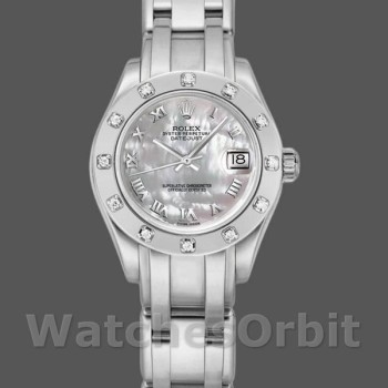 Replica Rolex Pearlmaster 80319 MOP Roman Dial 29MM Lady Replica Uhr