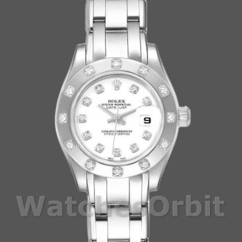 Replica Rolex Pearlmaster 80319 White Dial Diamond 29MM Lady Replica Uhr